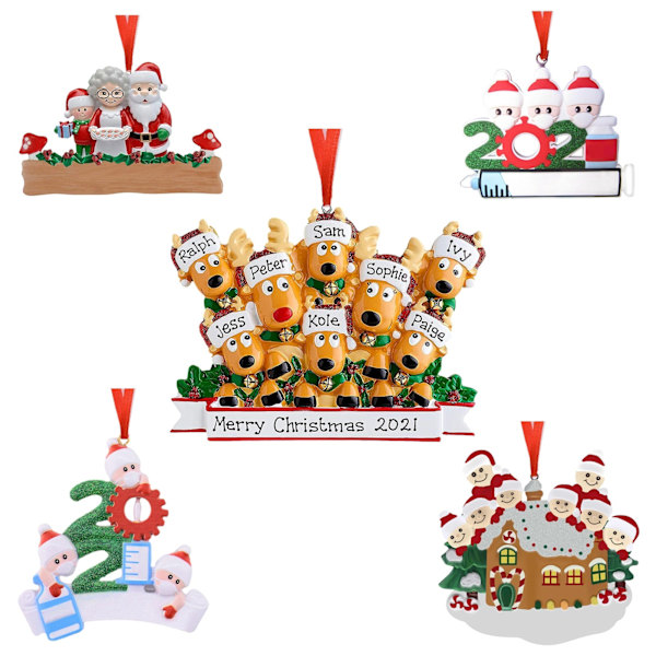 Personlig Familj Julgran Julgranskula Dekoration Ornament Älg Hjort Familj Julhelg Dekorationer 6 heads