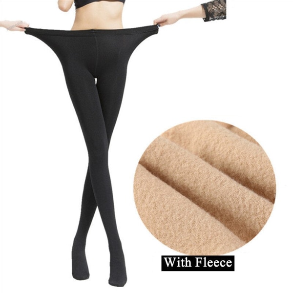 Dam Tights Plus Size 120D Höst Varm Vinter Fleece Tights Hög Midja Kvinnlig Stretchig Smal Skinny Tjocka Tights Black-Velvet XL(75-130kg)