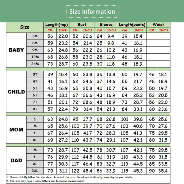 Jouluiset yhteensopivat perhepyjamat perheille Uudenvuoden asu Joulun yöasut Red Child 6T