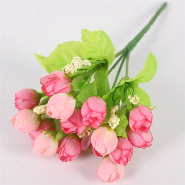 Høst 15 Hoder/Bukett Små Knopp Roser Bract Kunstig Blomst Silke Rose DIY Bryllup Hjem Jul Dekor Blomster Rose Gaver A Pink