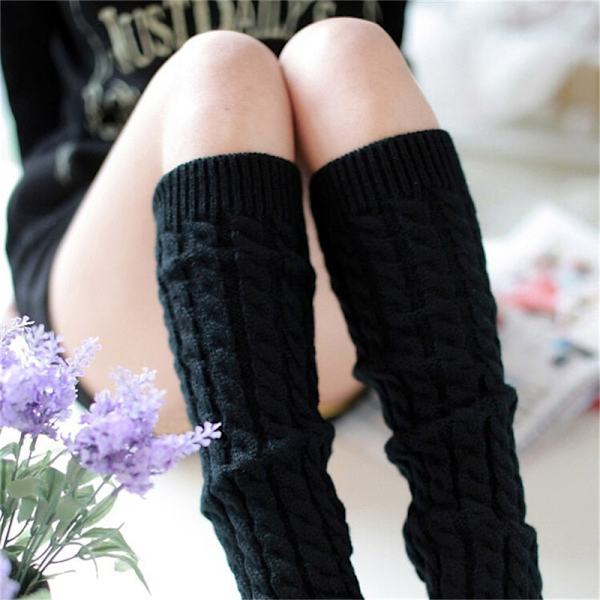 Säärystimet Saappaansuojat Naisille Reidenkorkuiset Lämpimät Neulotut Polvisukat Mustat Jalkojenlämmittimet Naisille Joululahjat WT 1 pair  Leg Warmers