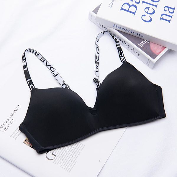 75-85 A/B Kuppi Naisten Langattomat Rintaliivit Saumattomat Kirjainolkaimet Rintaliivit Seksikkäät Alusvaatteet Säädettävä Push Up Bralette Black 80