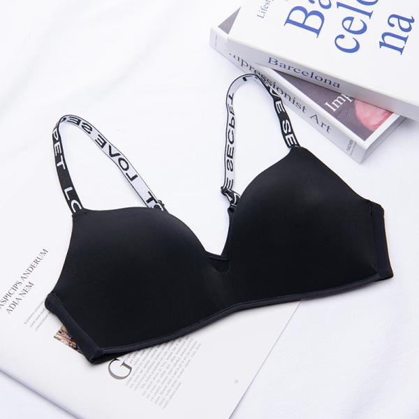 75-85 A/B Kuppi Naisten Langattomat Rintaliivit Saumattomat Kirjainolkaimet Rintaliivit Seksikkäät Alusvaatteet Säädettävä Push Up Bralette Black 85