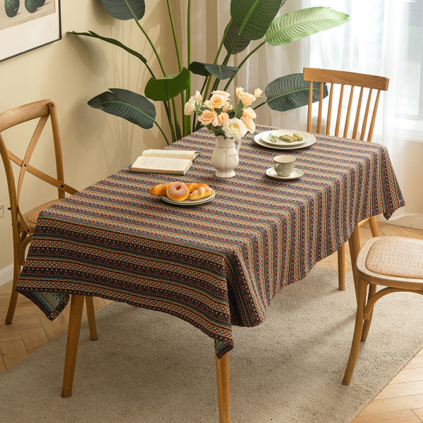 Amerikansk Ins Lätt Lyx Rektangulär Duk Chenille Tyg Jacquard Matbord Duk Vardagsrum Dekorativ Bordsmatta Posey geometry 90*140cm