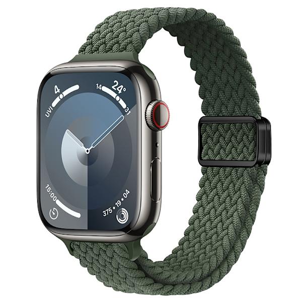 Urrem til Apple Watch iWatch 38/40/41/42mm mørk olivengrøn sort spænde