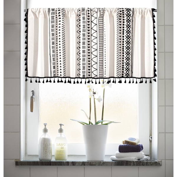 Geometrisk Blommig Gardin för Vardagsrum Diskbänk Dammtät Gardinkappa Kökslucka Café Fönster Draperier A W150xH45CM
