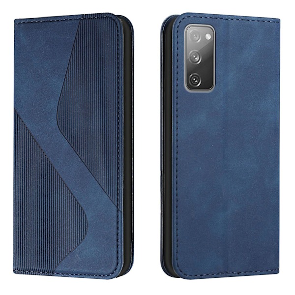 Samsung Galaxy S20 Fe -kotelo, PU-nahkainen läppäsuojus magneettisella sulkimella, lompakkokorttipaikat ja jalusta Blue