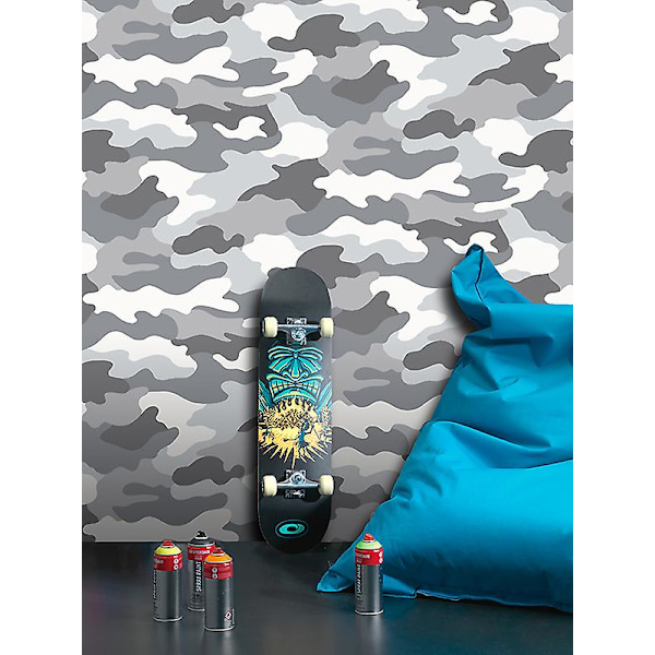 Grå Camouflage Tapet - WOW010
