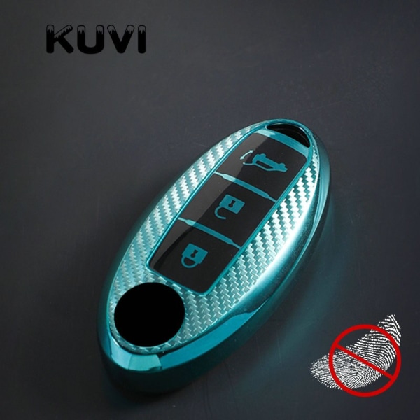 Carbon TPU Car Remote Key Case Cover Shell Nissan Qashqai X-Trail T32 T31 Juke J10 J11 Kicks Tiida Pathfinder Note for Infiniti D style green