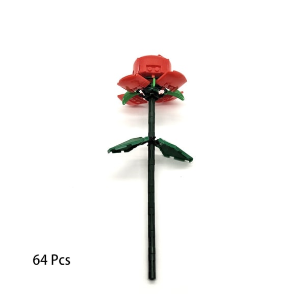 Vaaleanpunainen ruusu MOC rakennuspalikat Lelut Ystävänpäivä DIY Tiilipaketti Lahja pariskunnalle Rakkauden julistus Kielen kukka Ensimmäinen rakkaus only flower 6Pcs1
