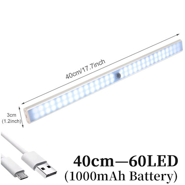 Trådløs LED Nattlys Bevegelsessensor Lys Skap Nattlampe For Kjøkken Soverom Skap Trapp Bakgrunnsbelysning 10 LED white