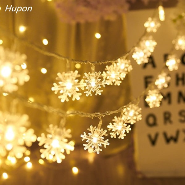 LED Guirlande Jule Snefnug Lyskæde Hængende Ornamenter Juletræspynt til Hjemmefest Colorful 2M10LEDs
