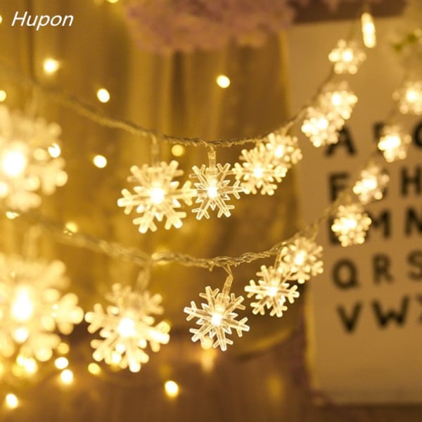 LED Lyslenke Jule Snøfnugg Fe Lys Hengende Ornamenter Juletrepynt til Hjemmefest Colorful 2M10LEDs