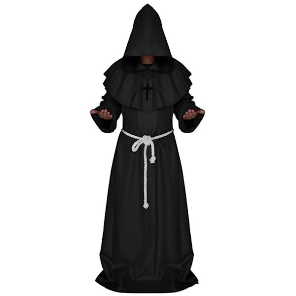 Pestdoktor Cosplay Kostume Middelalder Hætteklædt Kåbe Steampunk Terror Maske Hat Voksen Halloween Fest Rollespil Størrelse S-XL A Full Set S
