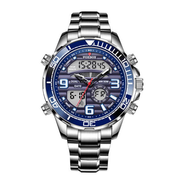 Digitale Herreure Top Luksus Sport Quartz Armbåndsur Til Mænd Alt Stål Militær Vandtæt Ur+Æske Blue