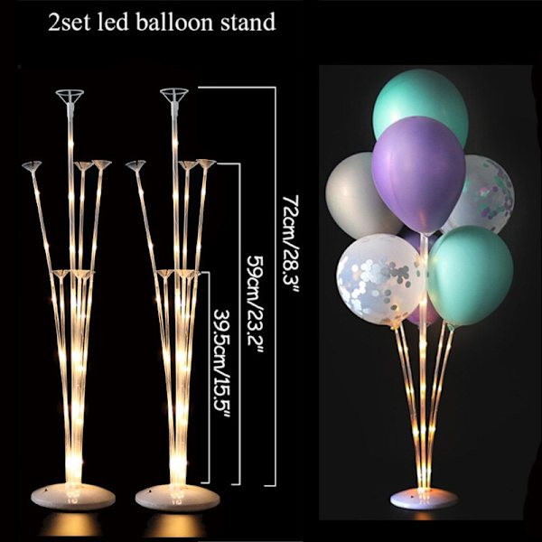 7/11/19 Rør Ballonholder Balloner Stativ Søjle Konfetti Ballon Børnefødselsdag Baby Shower Bryllupsdekoration Forsyninger 1set LED stand a