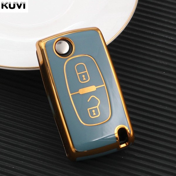 Nytt TPU Bilnyckelfodral Skydd För Peugeot 107 206 207 307 308 406 För Citroen Xsara Picasso C2 C3 C4 C5 C6 C8 Väska 3 button Red