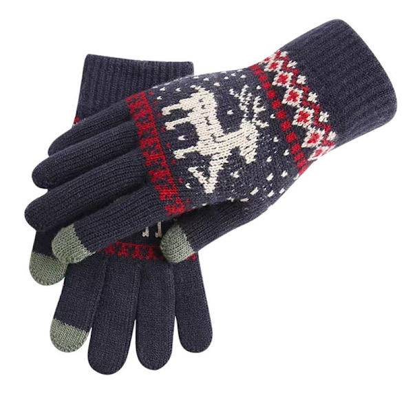 Dam Vinterhandskar Varma Touch Screen Svarta Pälshandskar Hel Finger Vantar Körhandskar Vindtäta Handskar Femmale Guantes Navy Blue-B One size