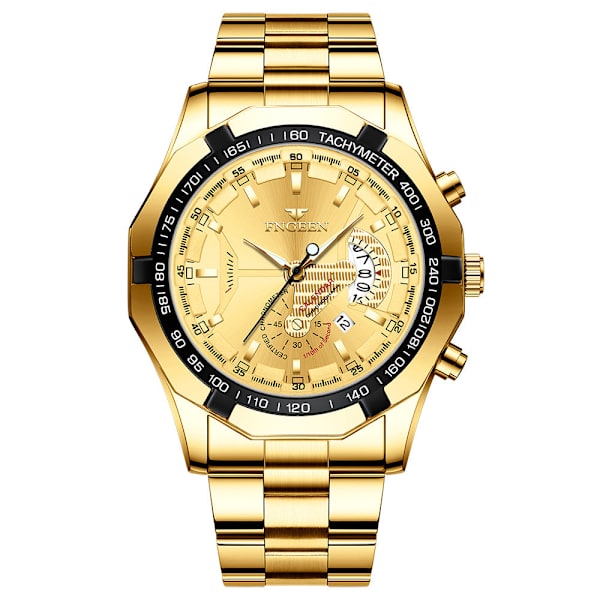 Fenzun Klocka Vattentät Icke-Mekanisk Klocka Stor Urtavla Överdimensionerad Ny Koncept Kalenderklocka Kreativ Teknik Black leather-full gold-gold surface