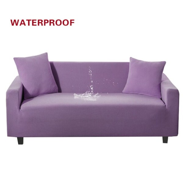 Elastisk sofabetræk, vandtæt, ensfarvet, høj stretch, slipcover, altomfattende elastisk sofabetræk, sofabetræk til stue Navy 2-seater 145-185cm