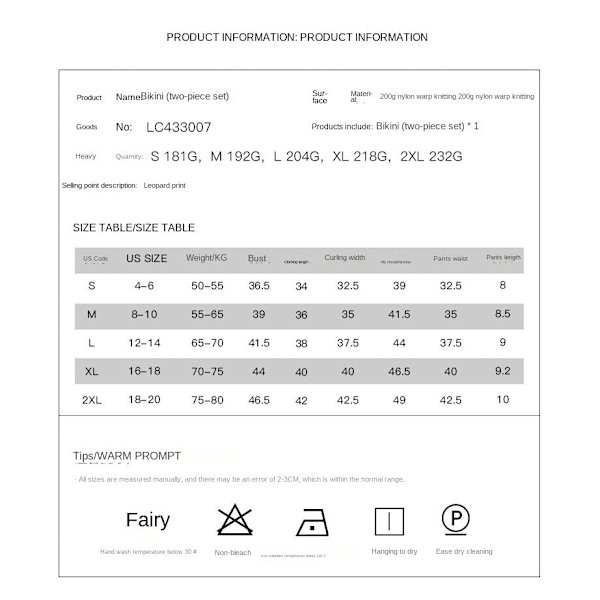 Uimapuku Leopardikuvioinen Bikini Eurooppalainen ja Amerikkalainen Ulkomaankauppa Seksikäs Ristihihna Korkea Vyötäröinen Split Uima-asu LC433007-White 2XL