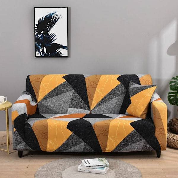 Geometriske Elastiske Sofabetræk til Stue Moderne Sektionshjørnesofabetræk Slipcovers Sofabetræk Stolbeskytter Color 3 1pc 2-Seat 145-185cm
