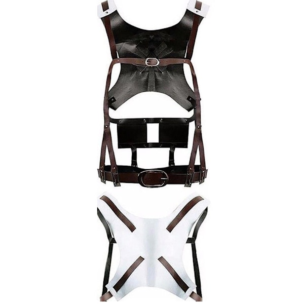 Het Anime Attack on Titan Cosplay Shingeki no Kyojin Jacka Recon Corps Läderkjol Krokpistolbälten Hängslen Ackerman Kostym Full Set M