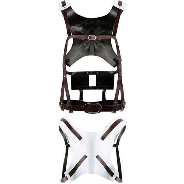 Hot Anime Attack on Titan Cosplay Shingeki no Kyojin Jacka Recon Corps Läderkjol Hookshot Bälten Hängslen Ackerman Costume Leather Apron M