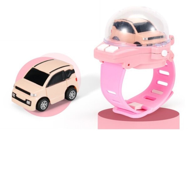 Mini Tegneserie RC Liten Bil Analog Klokke Fjernkontroll Søt Infrarød Sensing Modell Batteridrevne Leker For Barn Gaver 2.4G Red