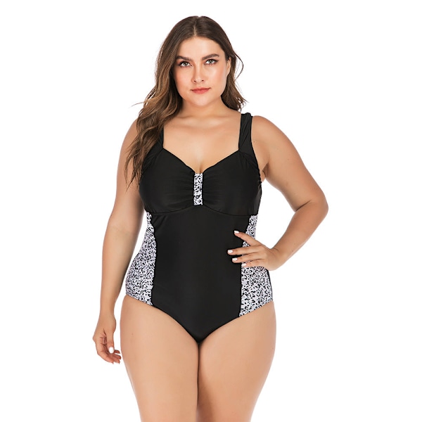 Siamesisk Plus Size Baddräkt Bikini Sexig Bikini Dam Baddräkt Leopard Point S
