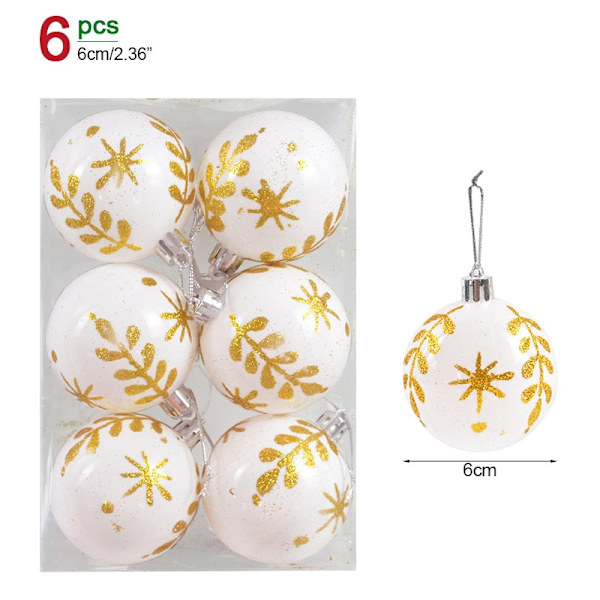 1 eske Julekuler Juletrepynt Julekule Xmas Hengende Treanheng Hjemmefestdekor 2023 Nyttårsgave Noel Navidad 6pcs 6cm-E as picture