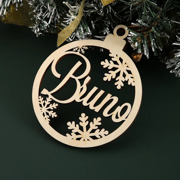 Personliga julgranskulor Julgransdekorationer Personlig Prydnad Laserskurna Namn Jul Anpassade Presentetiketter Namndekor Wood Dog paw shape 10CM