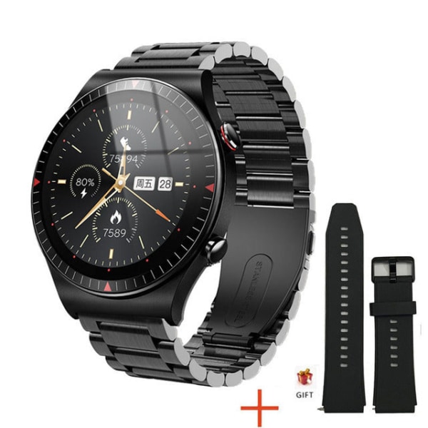 Smartklocka Yijian Inspelning Full rund Full Touch Screen Bluetooth-samtal Röstassistent Sport Smartklocka Gray tape