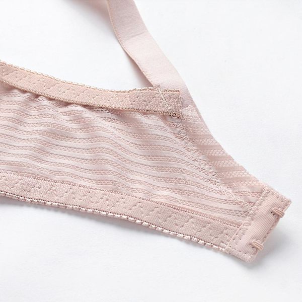 Dame BH uten vattering Blonde Bøyle Pluss Størrelse Stripe Ultratynn BH Stor Undertøy Black 46D