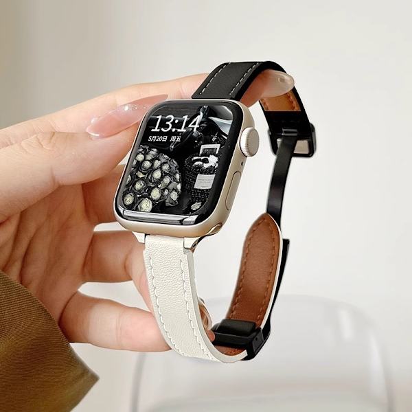 Urrem til Apple Watch iWatch til 1/2/3 38mm Tyndt magnetisk spænde - sort og beige