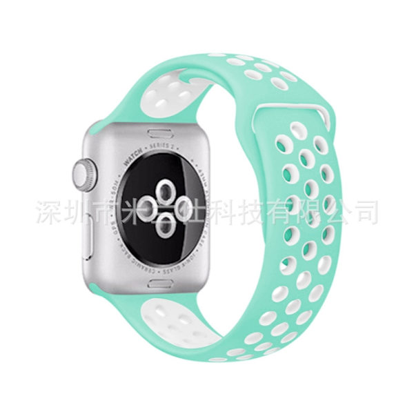 Klockarmband för Apple Watch iWatch 38/40/41/42mm-S10 standardstorlek SM kod 29 sjögrön med vit
