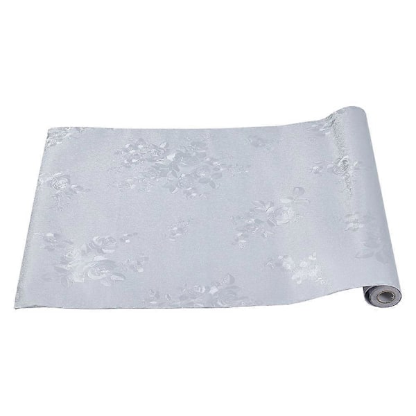 Retro Blommigt Texturerad PVC Tapetrulle Ljusgrå