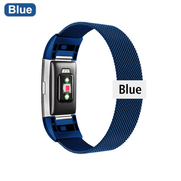 Magnetisk Milanese Loop-rem i rustfritt stål for Fitbit Charge 2-rem Erstatningsarmbånd for Fitbit Charge 3 4 Klokkebånd Blue L--225mm--Charge 2