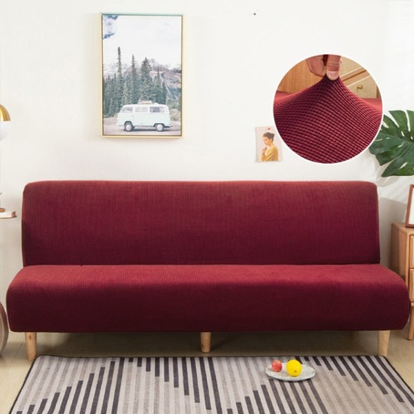 15 Färger Polar Fleece Sofföverdrag för Bäddsoffa Utan Armstöd Vikbar Bänk Överdrag Sofföverdrag X/Z/D Storlek För Hem Hotell Wine D  190-210cm