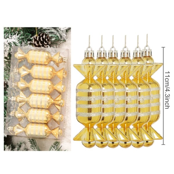 Polkagris Julgransdekoration God Jul Dekorationer för Hemmet Navidad Gåva Julgransprydnader Nyår 6pcs Ornament 2