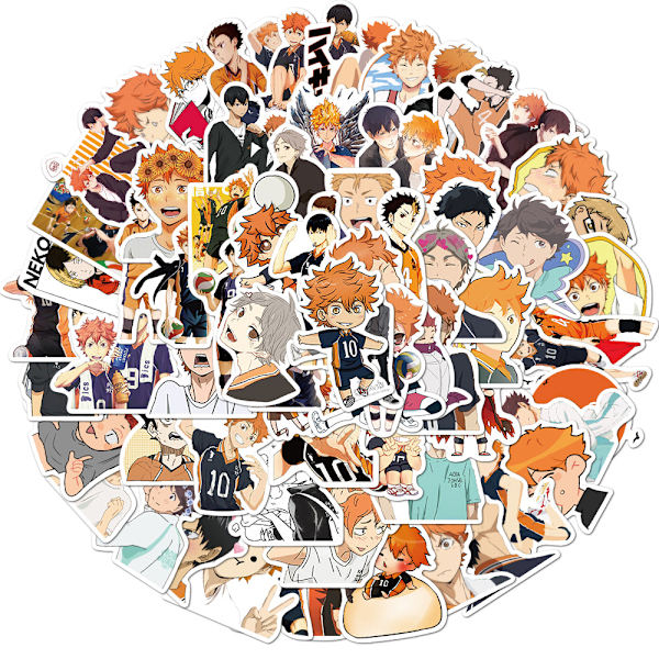 50/102 kpl Japanilaisia Haikyuu-sarjan TV-sarjasta tuttuja tarroja kannettavaan tietokoneeseen, polkupyörään, kitaraan, rullalautaan – vedenpitävät tarrat 50pcs-Random