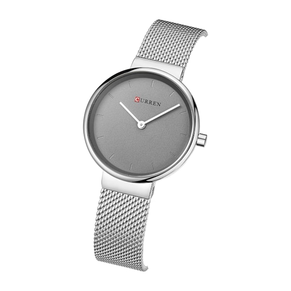 Damklocka Vattentät Stålarmband Kvarts Klocka Mode Damklockor White Shell Gray