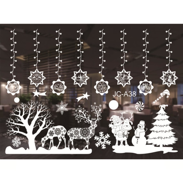 Jul Fönsterdekor Santa Claus Snowflake Stickers Vinter Väggdekor för barnrum Nyår Jul Fönsterdekorationer A11
