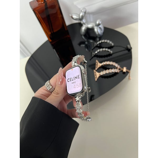 Klockarmband för Apple Watch iWatch 42mm 1/2/3 generation enkelrem silver fiskbens diamantarmband