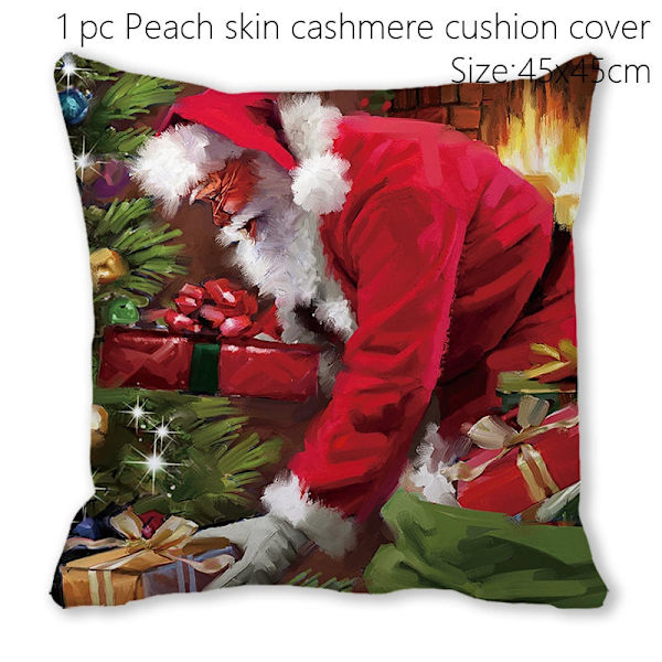 Jultomten Jul Dörrmatta Kuddfodral Juldekorationer för Hemmet 2023 Navidad Ornament Julgransprydnader Nyårspresenter Pillowcase - 022