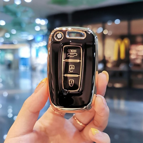 3 Knappar Smart Nyckelfodral För KIA Forte Sportage K2 K5 För Hyundai Genesis Coupe Sonata ix35 Mjuk TPU Bilnyckel Fob Skal Skydd black shell