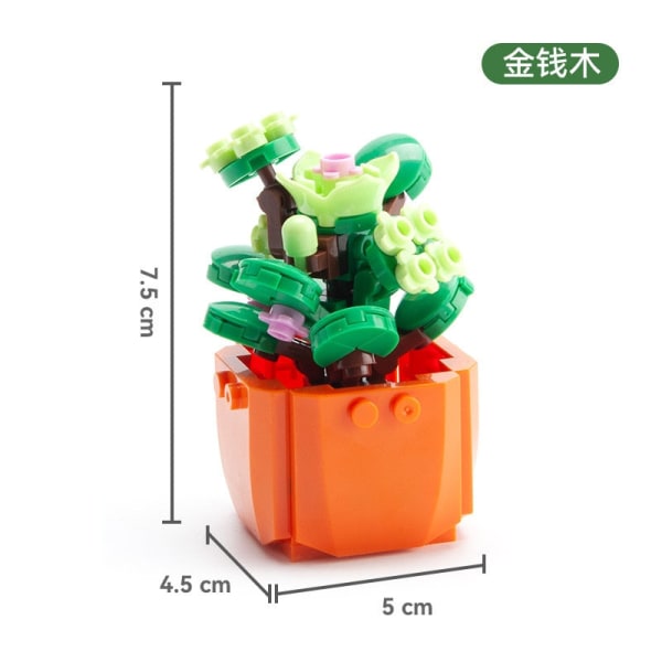 Mini Blomster Byggeklosser Hjem Skrivebord Sukkulent Potteplanter Ornamenter DIY Små Partikler Puslespill Montert Barneleke Gave 2600E No box