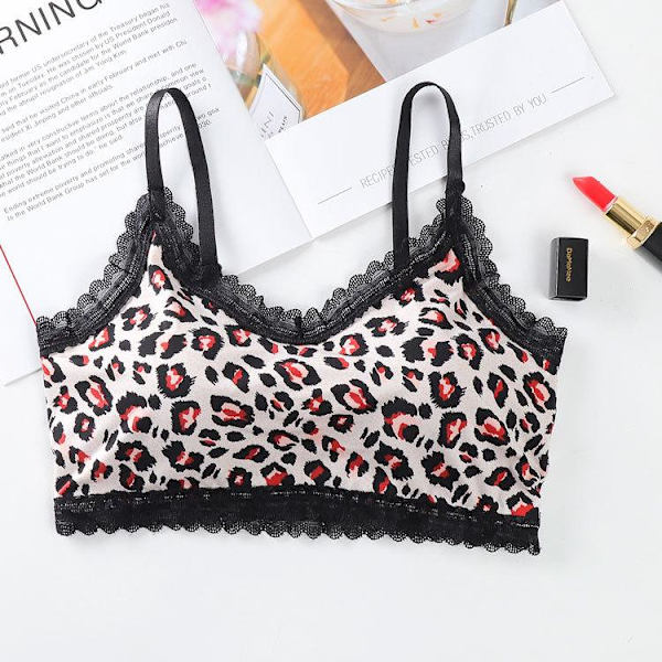 Sexig sport-bh med leopardtryck för damer, bygel-bh White One Size