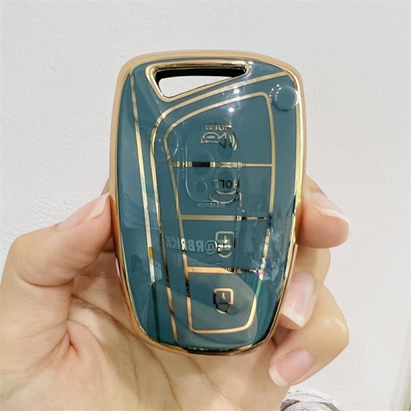 TPU Bilnyckelfodral Skal För Hyundai Santa Fe Sport Ix45 Equus Centennial Genesis G80 Grandeur Azera 2013-2016 Skydd Fob Nyckelring Overseas grey R keychain