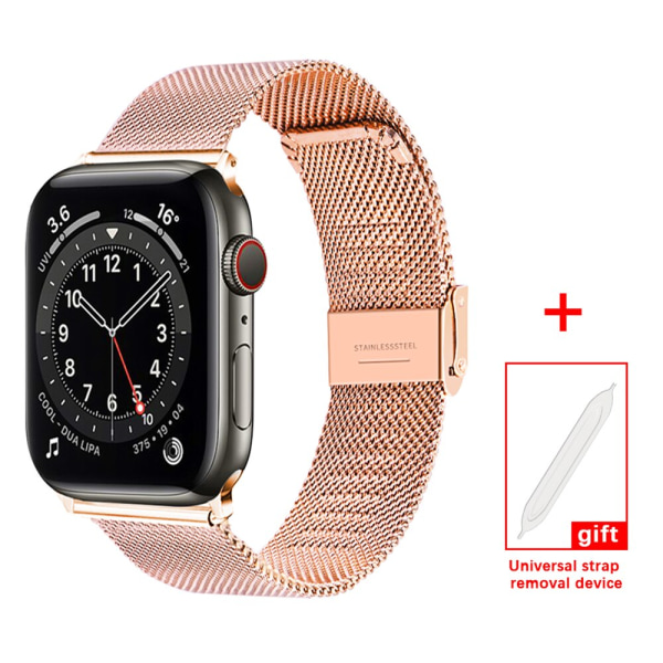 Milanese Loop för Apple Watch Band 6 SE 5 4 44mm 42mm Armband i rostfritt stål Metallarmband av iWatch Series 1 2 3 38mm 40m Gold 40mm